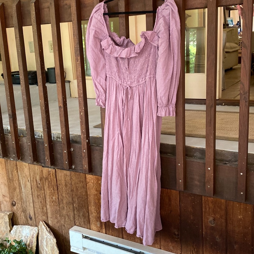 Purple puff sleeves summer dress